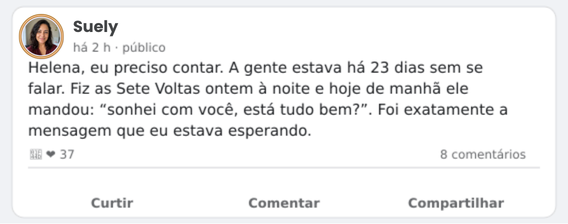 Mensagem recebida após o Registro